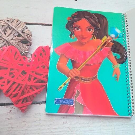 دفتر مشق 50 برگ سیمی پردیس کارتونی طرح النا جلد طلقی اکلیل دار